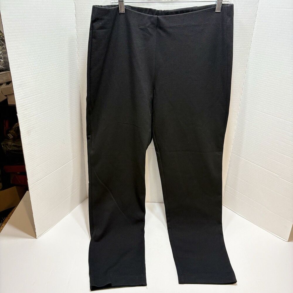 Eileen Fisher Pants Womens Large Black Ponte Knit Pull On Ankle Italian Fabric